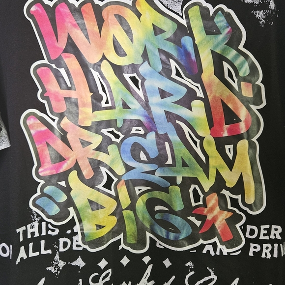Graphic Long Sleeve Shirt with Colorful Text - Picture 2 of 4
